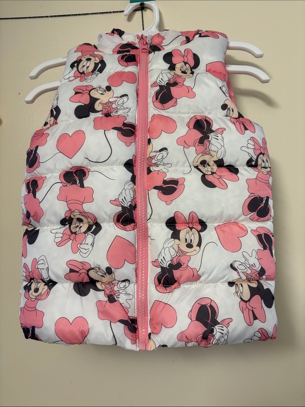 Disney Baby Minnie Mouse hooded puffer vest size 98 / 2T–3T NWT